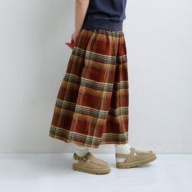 orSlow|コットンリネン オリジナルチェック ギャザー ロングスカート 00-4003-same2