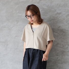 LILOU+LILY|MINI SWEAT FRENCH SLEEVE CARDIGAN ミニスウェットフレンチスリーブカーディガン