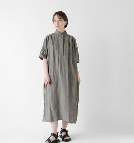 ina|フレンチリネン スタンド衿 ワンピース 251119-same1-tr