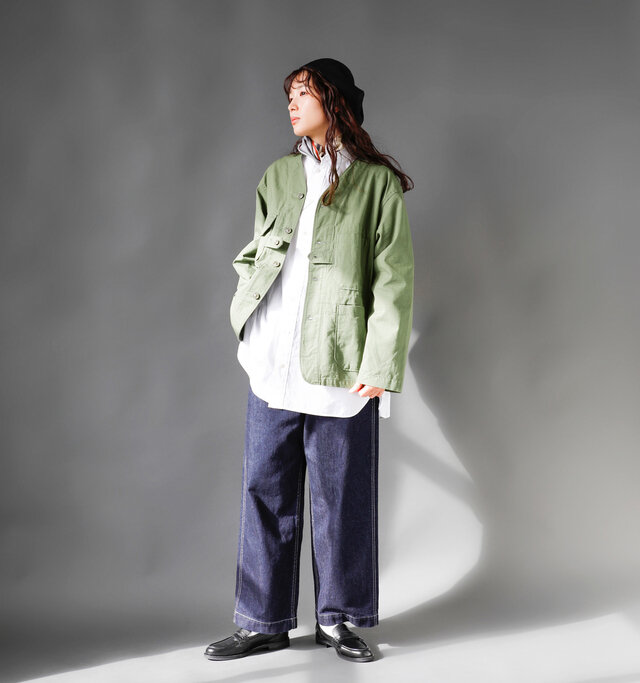 model mizuki：168cm / 50kg 
color : olive / size : XS