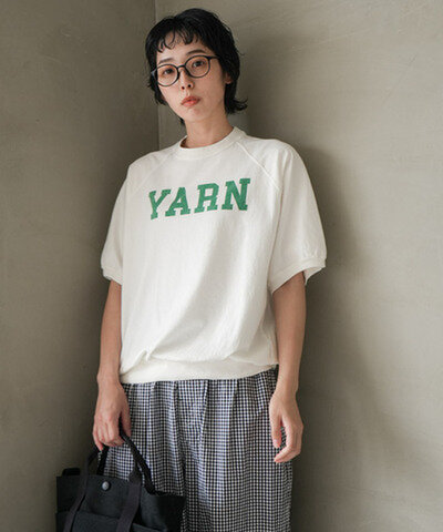 SOLAMONAT|ハロ加工裾紐リブプルオーバー【YARN】レディース トップス プルオーバー Tシャツ 半袖 ヴィンテージ加工 sma-lk-hlyarn