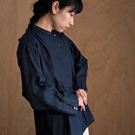 hatsutoki｜w-face バンドカラーシャツ(ネイビー) 