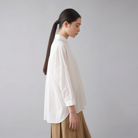 STAMP AND DIARY|100/1ブロード スモールカラーバックギャザーブラウス