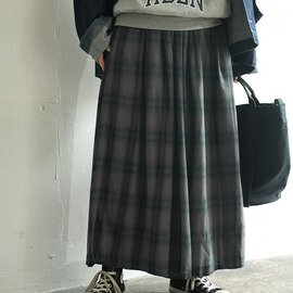 SOLAMONAT LARME|ネルチェックキュロットパンツ レディース ボトムス ワイドパンツ セットアップ可能 グレー ブラウン larm-it-nckt