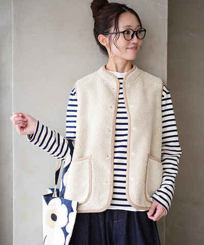 NATURAL LAUNDRY|ボアリバーシブルスタンドVT ベスト レディース トップス 7254v-001