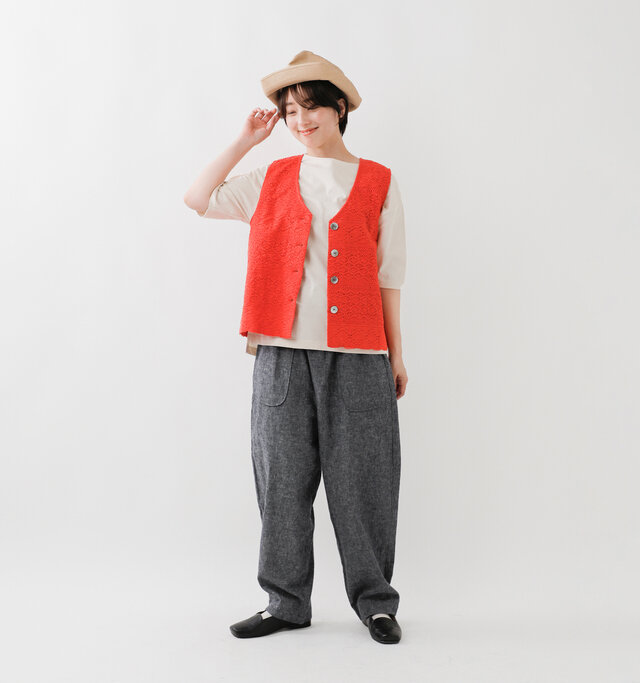 model asuka：160cm / 48kg 
color : orange red / size : F