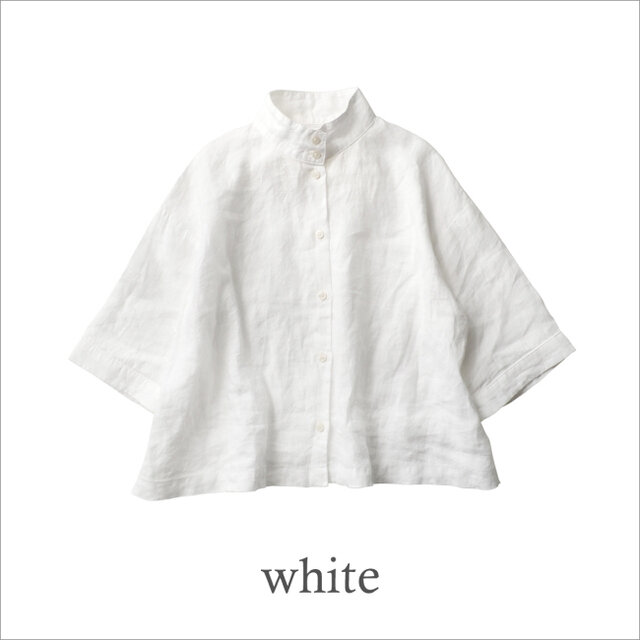 シンプルでベーシックな白シャツ。爽やかなスタイリングにぴったりです。
◆ただいまご予約受付中！5月下旬より順次お届けいたします。