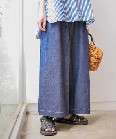 MidiUmi|ライトワイドタックデニム ボトムス パンツ ワイドパンツ イージーパンツ 2-760235