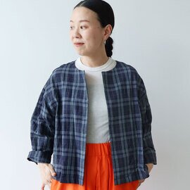 yuni|△L/C/Pe washer check haori blouse 1701BL057261
