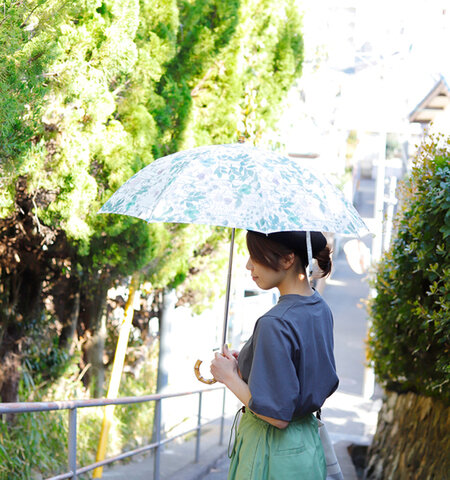 Cou Pole|晴雨兼用リバティプリントバンブーハンドル折り畳み傘 cc-48301-mm (日傘)