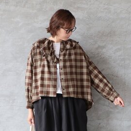 tumugu|コットンウールチェック ブラウス