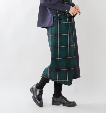 Nicholson And Nicholson チェックウールラップスカート Crumble Ms Nicholson And Nicholson チェックウールラップスカート Crumble Ms