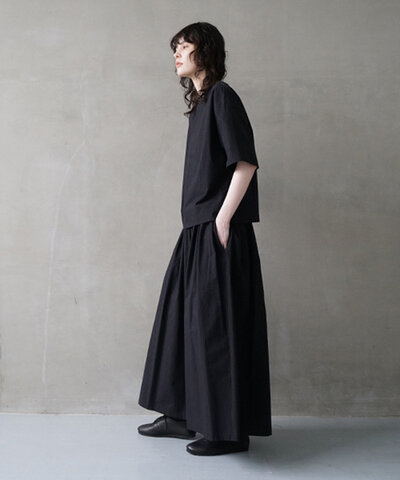 Mochi｜long skirt [black×striped]