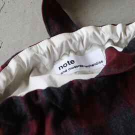 note & moderate merchandise ｜CHESTNUT ウール巾着ポーチバッグ ダークレッド×チャコールチェック
