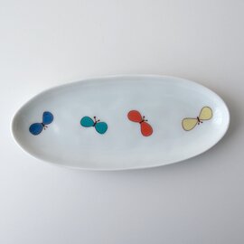 ハレクタニ｜ハナ・トリ・チョウの楕円皿（4種類）【九谷焼】【和食器】