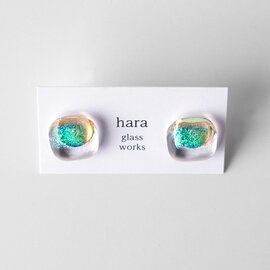hara glass works｜ガラスのアクセサリー（ふんわりスクエア・ダイヤ）【ピアス・イヤリング】【プレゼント】【母の日】