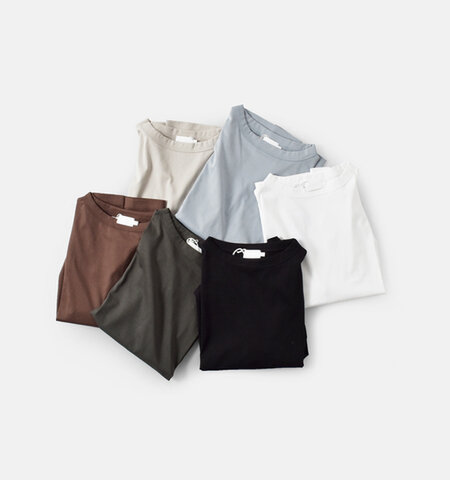 handvaerk|60/2ジャージー ボトルネック 6分袖 Tシャツ 6207-mn