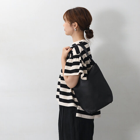 MARINE DAY|シボがキレイ カウレザーショルダーバッグ MINI HAUS ブラック キナリ kurashisha