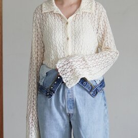 WHYTO.|レースボタンシャツ シアーブラウス シャツ 長袖 lace button shirt WHT26FBL4108 ホワイト