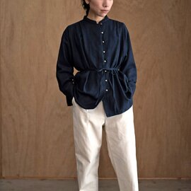 hatsutoki｜w-face バンドカラーシャツ(ネイビー) 
