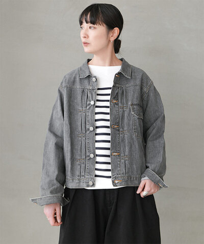 HARVESTY|BLACK DENIM JACKET GRAY FADE ブラックデニムジャケット グレーフェード Gジャン a32418