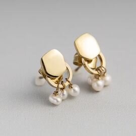 Ouca|ステンレスミニモチーフ+3粒淡水パール2wayピアス