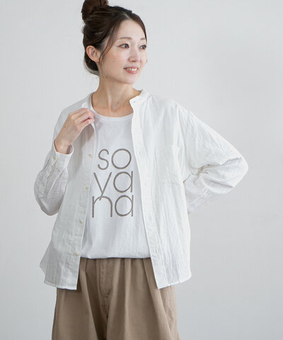 SOLAMONAT|ダブルガーゼスタンドカラーシャツ ブラウス 綿 コットン sma-hd-st