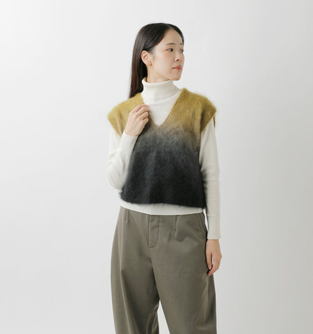 enrica|カシミア シャギー Vネック グラデーション ベスト knit149-1-tr