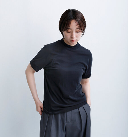nooy|強撚ソフトコットン 天竺 ハイネック ショートスリーブ ベーシック Tシャツ ncsm005