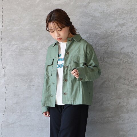 BLUE LAKE MARKET|ルーズバックサテン フラップポケットジャケット