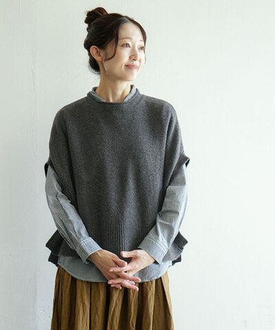 mao made|サイドボタンベスト トップス ニット 641135