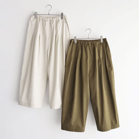 STAMP AND DIARY|スーピマコットン60/2ギャバ クリアカット ウエストタックワイドパンツ91cm丈