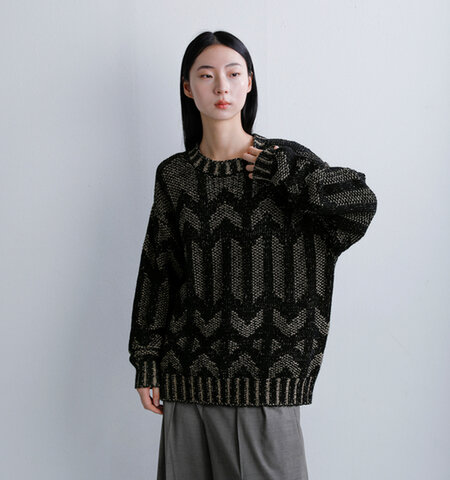 LOEFF|リネンウール 壁画ジャガードニット セーター 8883-1-000011