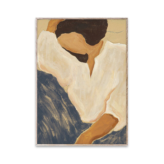 フランスの芸術家デュオ、Sacree Frangineによる「Silent Dreams」の中心をなすのは、柔らかなふくらみとリラックスしたキャラクター。青、白、茶色の柔らかな絵の具のストロークが構図をまとめています。キャンバスに描かれた絵の具の表現力と手触りの良さを含んだアートプリントの中に、穏やかな感覚が生まれます。