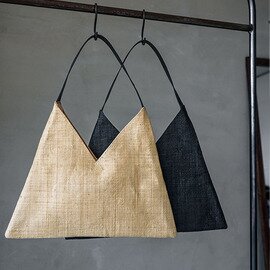 Le Voyage en panier|ラフィア トライアングル トートバッグ ハンドバッグ かごバッグ pm1001