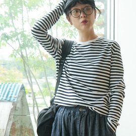 SOLAMONAT|40/2度詰め天竺ボーダーL/S レディース トップス プルオーバー カットソー 長袖 Tシャツ sma-pl-ct4b