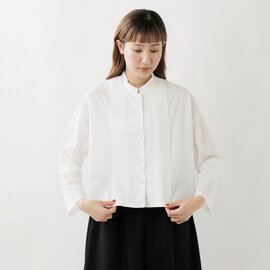 mizuiro ind｜コットン ピンタック スタンドカラー ワイド シャツ 1-230050-ma