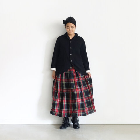 ichi Antiquités|Linen Tartan Shirt Skirt