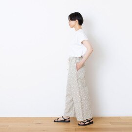 STAMP AND DIARY｜刺繍 ”ポプシクル” リネン ストレートパンツ