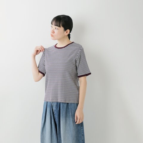 Healthknit|コットン クルーネック 半袖 ボーダー Tシャツ hr25s-l210-ma