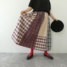 NATURAL LAUNDRY|先染めパネルシャーリングスカート(7264C034)ナチュラルランドリー