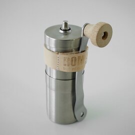 romo｜レザー ホルダー付き コーヒーミル coffee mill wood+holder ステンレス製 ハンドミル A-551146 ロモ
