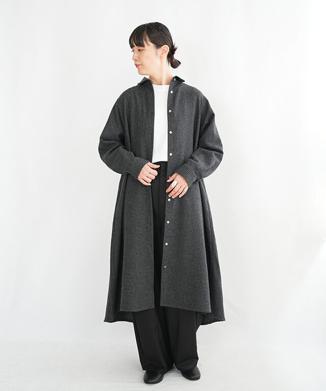 身長:165cm / カラー:92A.チャコールグレーチェック/着用サイズ:FREE