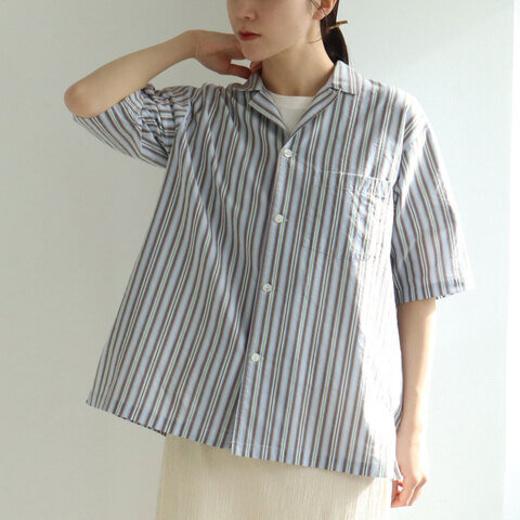 yuni｜コットンキュプラ stripe pajamas シャツ　1701BL023221