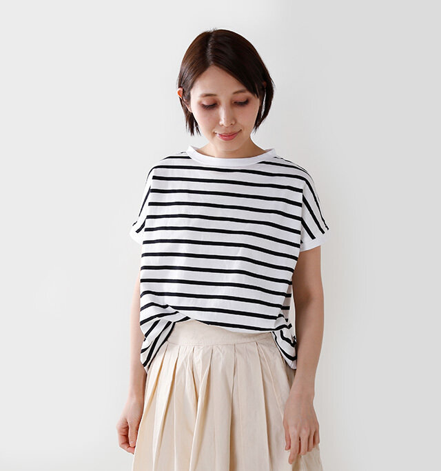 ボーダーのピッチを
細めにして
ホワイトを利かした
より夏らし