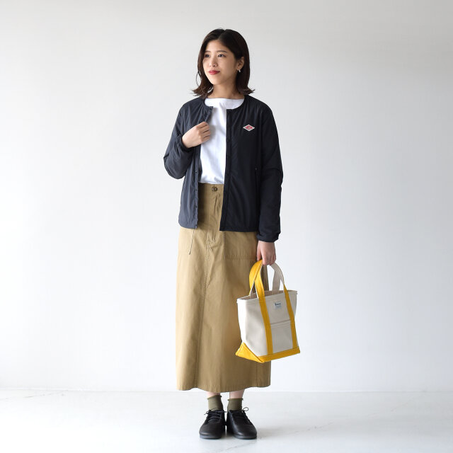モデル: 157cm
color:ecru×mustard / size:ワンサイズ