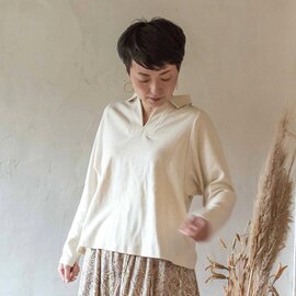 sisam|かっちりしすぎない、ナチュラルな襟付きトップス【オーガニックコットン】【カジュアル】【長袖】 / OCスッキリエリトップ