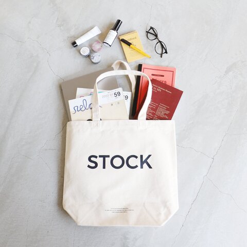 STOCK SERIES｜STOCKロゴ キャンバストートバッグ  マチあり エコバッグ
