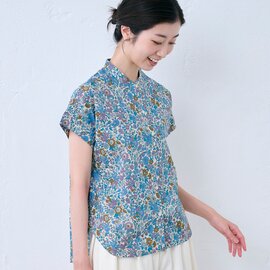 TOKYO BASIC|リバティプリント バンドカラー フレンチスリーブシャツ|半袖ブラウス