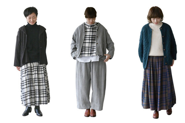 左:モデル160cm 中央:モデル160cm 右:モデル160cm